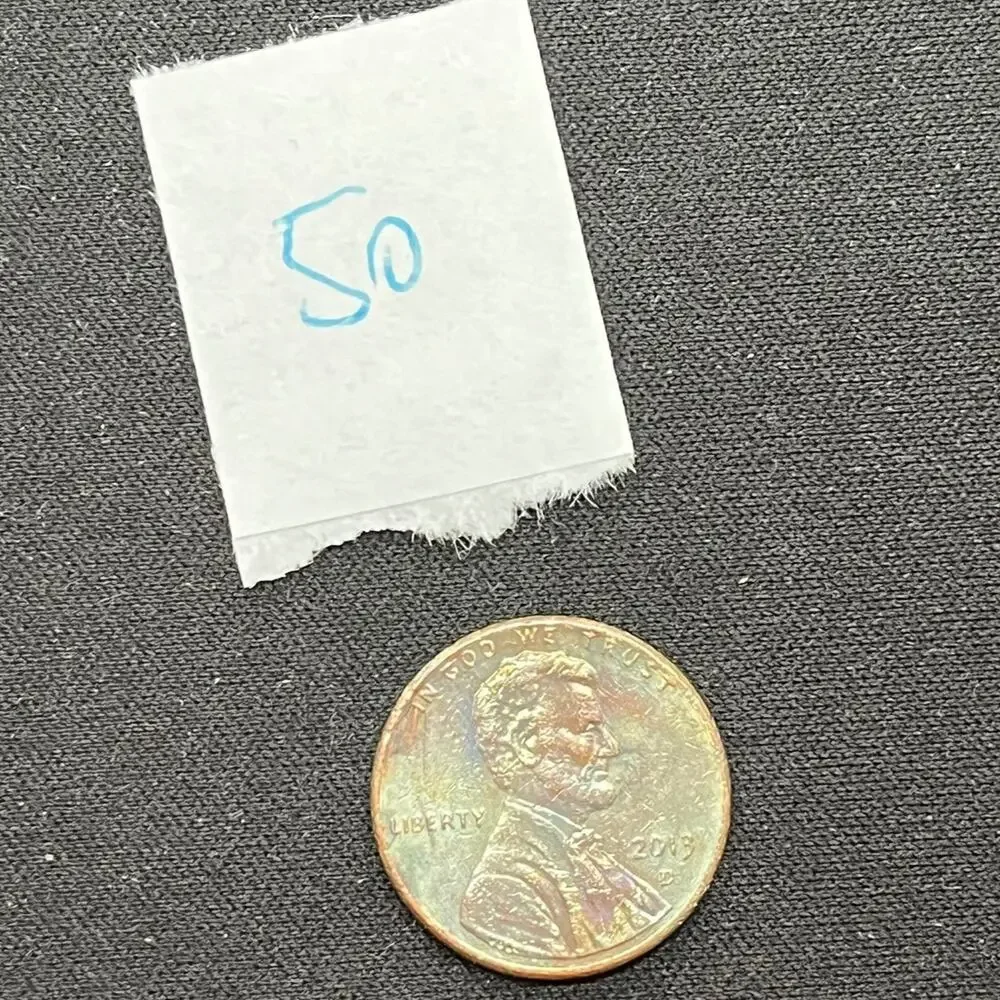 2013-D Lincoln Penny One Cent Soft Rainbow Toned Handmade Art Coin #50